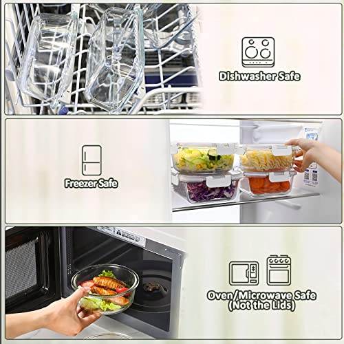 10 Pack Glass Food Storage Containers with Lids (white)