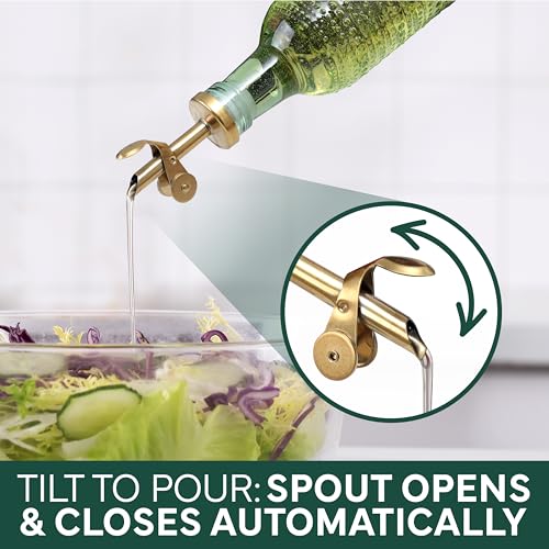 Glass Olive Oil Bottle Dispenser (Champagne Bubbles / Green)