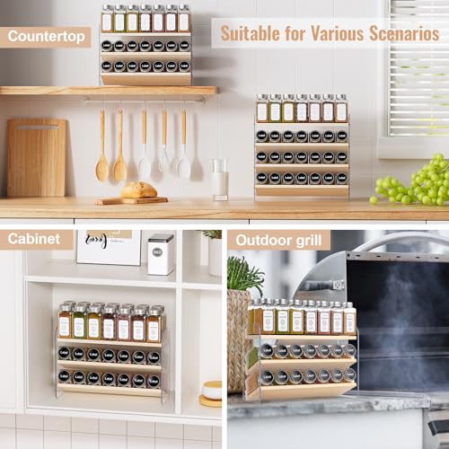 Wooden Spice Rack Organizer for Cabinet