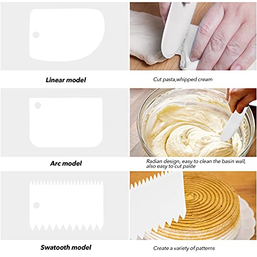 Stainless Steel Icing Spatulas Angled Cake Spatulas with 3 Cake Smoother Scrapers