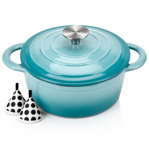 Enameled Cast Iron Dutch Oven (Teal / 5QT)