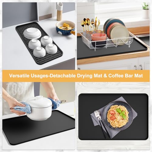 Silicone Coffee Mat with Detachable Dish Drying Mat