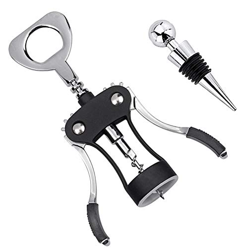 Premium Wing Corkscrew Wine Bottle Opener Luxury Waiter Corkscrew with Stopper Set for Wine Enthusiast