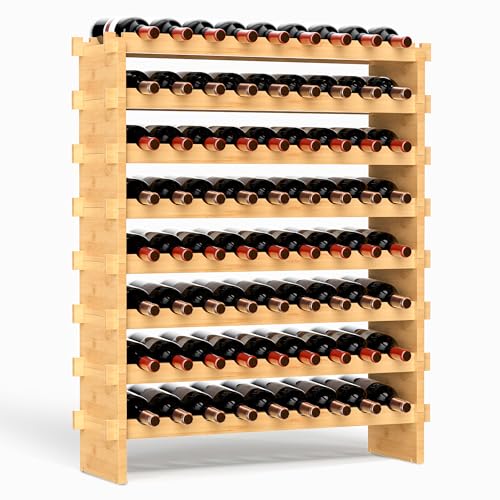 Bamboo Wine Racks Free Standing Floor 42 Bottles