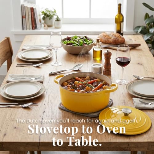 5.7 qt Enameled Cast Iron Dutch Oven Pot with Lid (Limoncello / 5.7 QT)