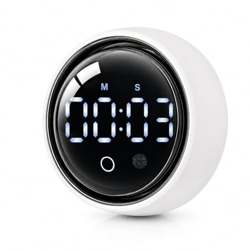 Digital Rotating Magnetic Kitchen Timer with Voice Control (White)