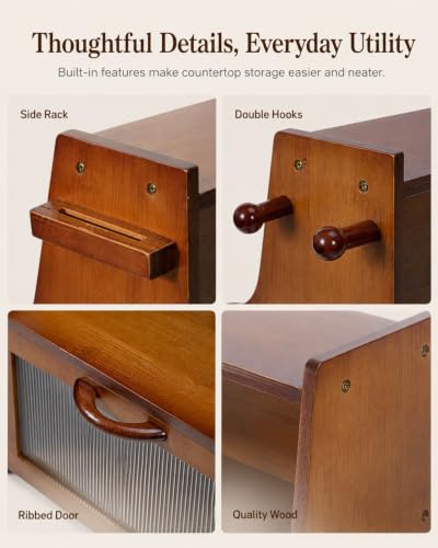 Bread Box for Kitchen Countertop Large Capacity with Shelf Organizer (Brown)