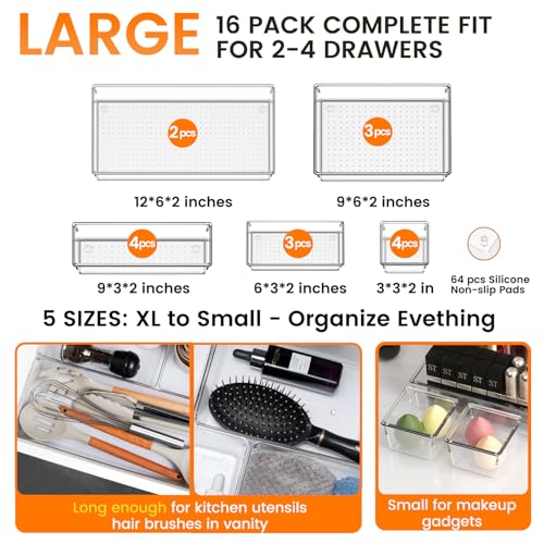 Clear Plastic Drawer Organizer Set