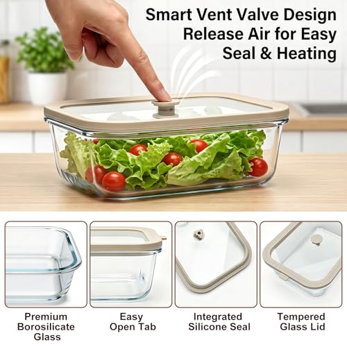 50 oz Glass Food Storage Containers with Glass Lids (50oz)