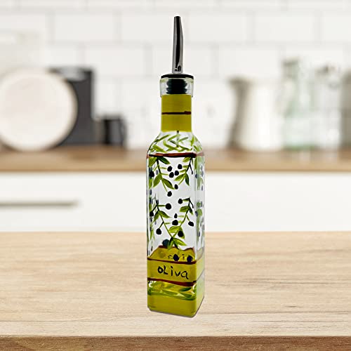 Hand Painted Glass Oliva Branch Oil (8 Ounces)