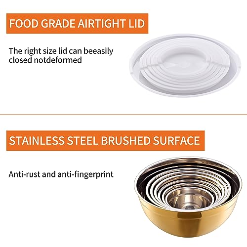 Gold Mixing Bowls with Airtight Lids (Gold / 7 Pieces)