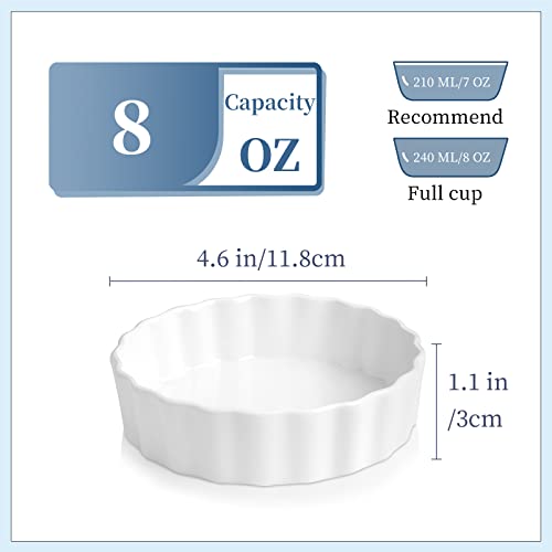 Porcelain Shallow Creme Brulee Dishes for Baking Oven Safe Set of 6