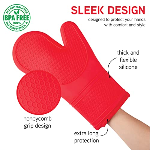 Silicone Oven Mitts (Red / Mitt Set)