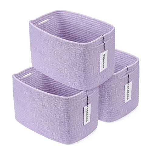 Cotton Rope storage Basket Bins Woven Basket for Organizing Shelves Rectangle Decorative Baskets For storage 3 pack