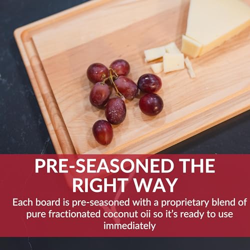 Made in USA Large Solid Maple Wood Cutting Board by Virginia Boys Kitchens (20"L x 15"W)
