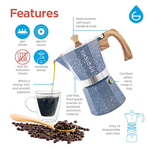 Milano Stovetop Espresso Maker Moka Pot 9espresso Cup 15.2oz Indigo (9 espresso cups / Indigo)