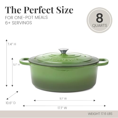 8 qt Oval Enameled Cast Iron Dutch Oven Pot (Okra / 8 QT)
