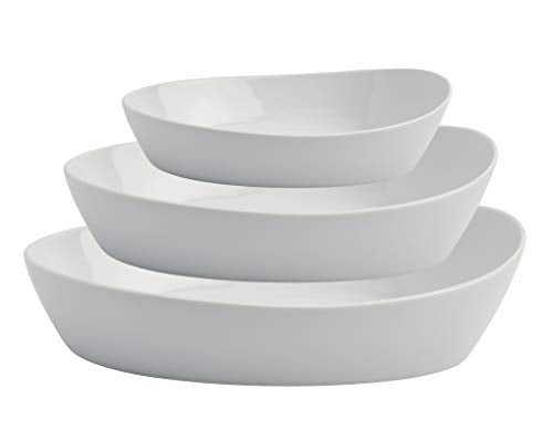White Porcelain Ceramic Serving Bowls Set