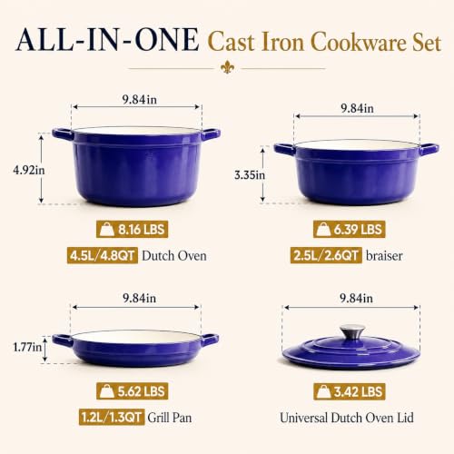 Cast Iron Dutch Oven Set (Blue)