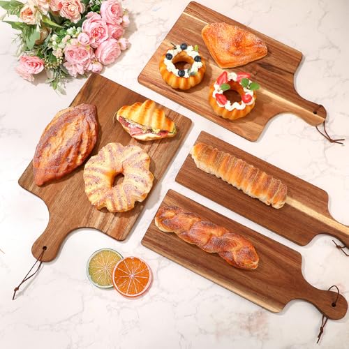 18 Pcs Acacia Wood Cutting Board Set with Handle