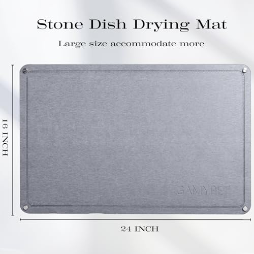 24"×16" Quick Dry Stone Mat Kitchen Counter with Heighten Stainless Steel Feet