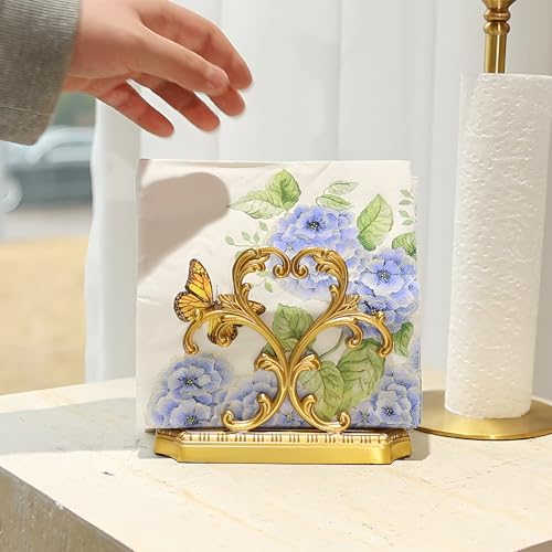 Brass Napkin Holder+50PCS Christmas Napkins Disposable