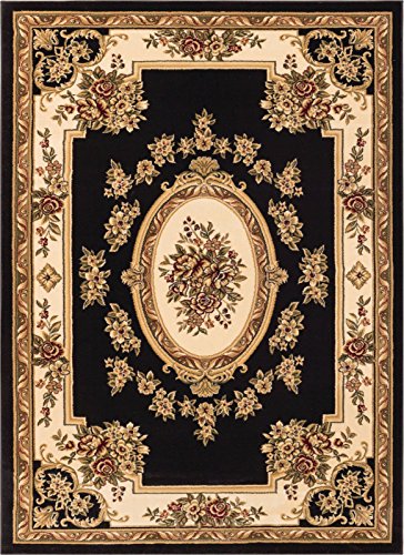 Pastoral Medallion Brown French Area Rug European Floral Formal Traditional Area Rug Easy Clean Shed Free Modern Classic Contemporary Thick Soft Plush Living Dining Room Rug
