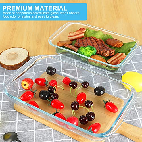 8 Pieces Glass Baking Dish with Lids Rectangular Glass Baking Pan Bakeware Set with BPA Free Lids