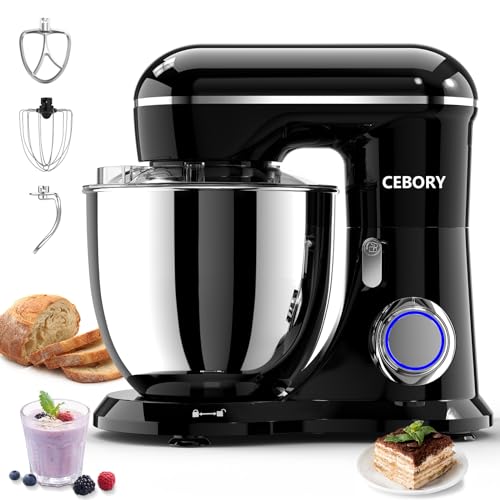 3-IN-1 Electric Stand Mixer, 6.5QT Bowl 660W 10-Speed Kitchen Mixer, Household Food Mixers include Dough Hook, Beater and Whisk, Bread Cake Mixer for Baking and Most Home Cooks