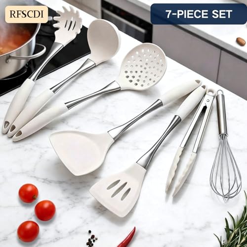 White Silicone Cooking Utensils Set (White)