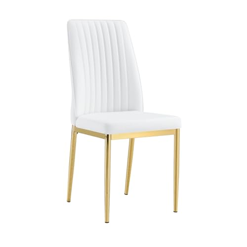 Modern Dining Chairs PU Leather Kitchen Chairs Set with Metal Legs Armless Upholstered Chair for Dinner Room