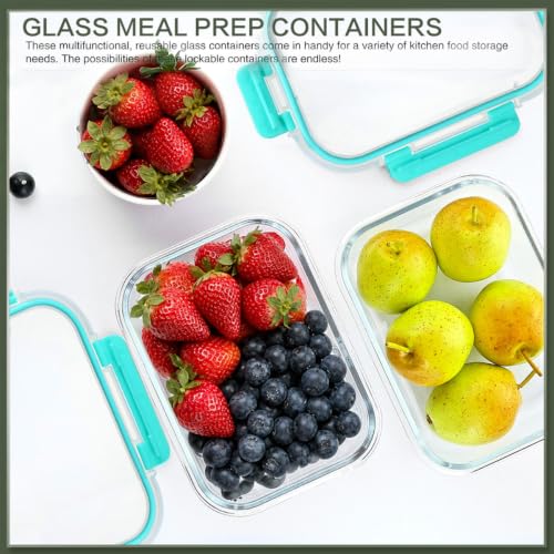 10 Packs 30 oz Glass Meal Prep Containers with Lids (Green)