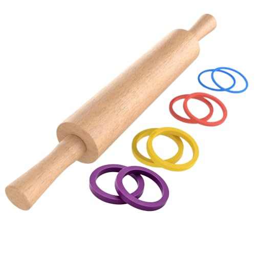 Classic Wooden Rolling Pin with Handle for Fondant