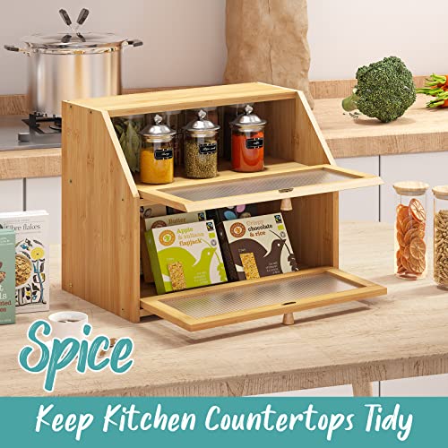 Bread Box for Kitchen Counter (Natural / Large)