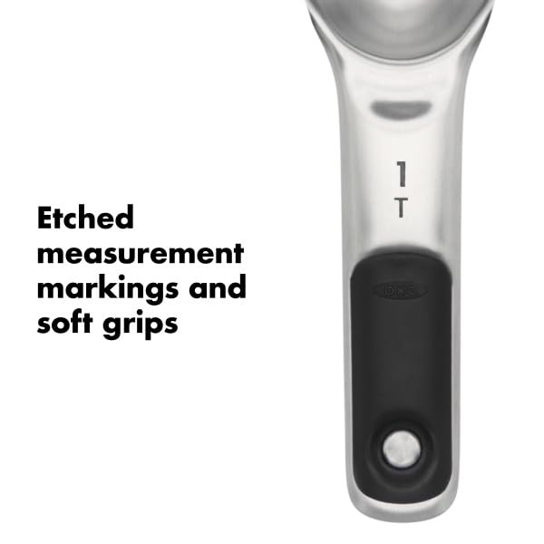 Good Grips 4 Piece Stainless Steel Measuring Spoons with Magnetic Snaps (4 count / Spoons)