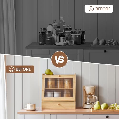 Bread Box Bread Box for Kitchen Countertop (Natural)