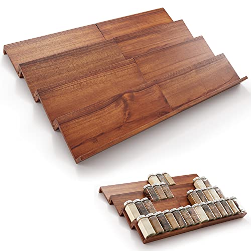 Acacia Wooden Spice Rack Organizer for Cabinet