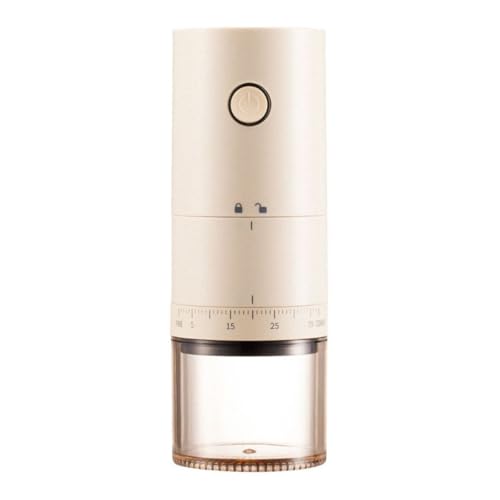 Portable Electric Burr Coffee Grinder with 38 Adjustable Grind Settings (Beige)