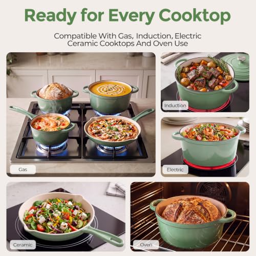 Enameled Cast Iron Cookware Set (Pistachio Green)