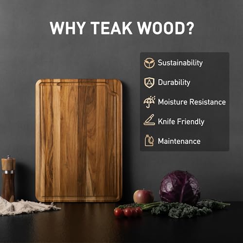 10" Teak Wood Cutting Boards for Kitchen Wooden Chopping Board Non Toxic (10"L x 8"W)