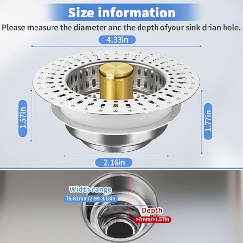 Upgraded 3 in 1 Kitchen Sink Drain Filter