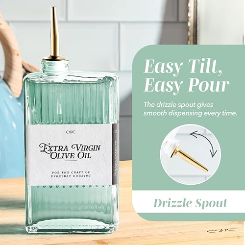 Glass Oil Dispenser Bottle (Sage Textured / 4 Pack)