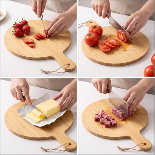 18 Pcs Cutting Board Bulk 13.8" x 9.8" Bamboo Chopping Board with Handle Wood Charcuterie Plank Engraving Serving Kitchen Planks for Wedding Housewarming Gift (13.8" X 9.8" / Bamboo)