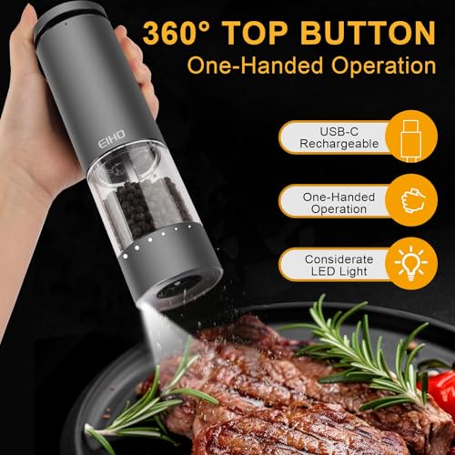 Electric Salt and Pepper Grinder Set USB Rechargeable