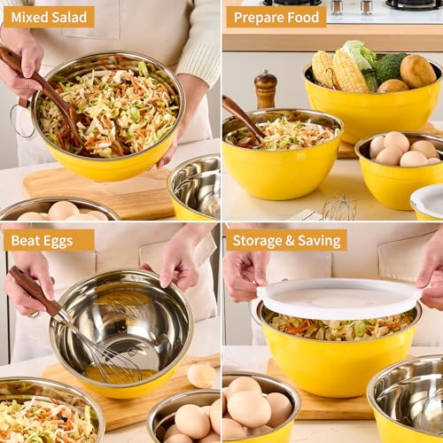 Yellow Mixing Bowls with Airtight Lids (Yellow / 7 Pieces)