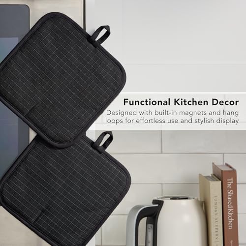 Gourmet Series Gridlines Pot Holders 2 (Matte Black)