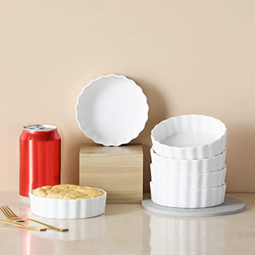Porcelain Shallow Creme Brulee Dishes for Baking Oven Safe Set of 6