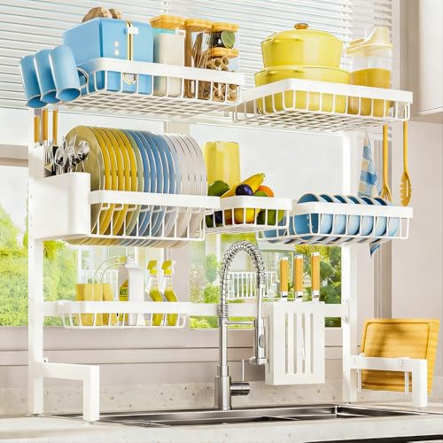 Dish Drying Rack Over The Sink (White / XX-Large (3 Tier))