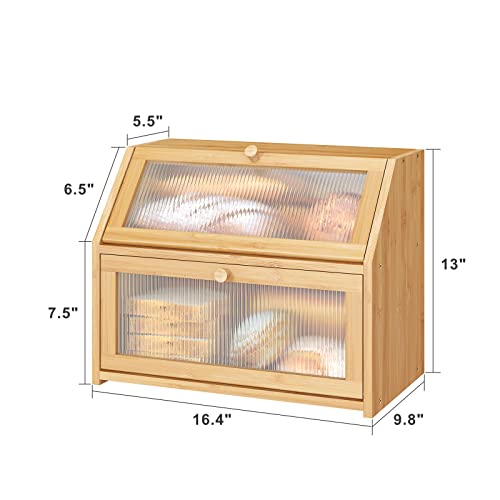 Bread Box for Kitchen Counter (Natural / Large)