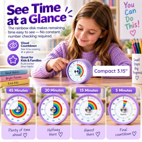 Magnetic Visual Timer for Classroom (Purple)